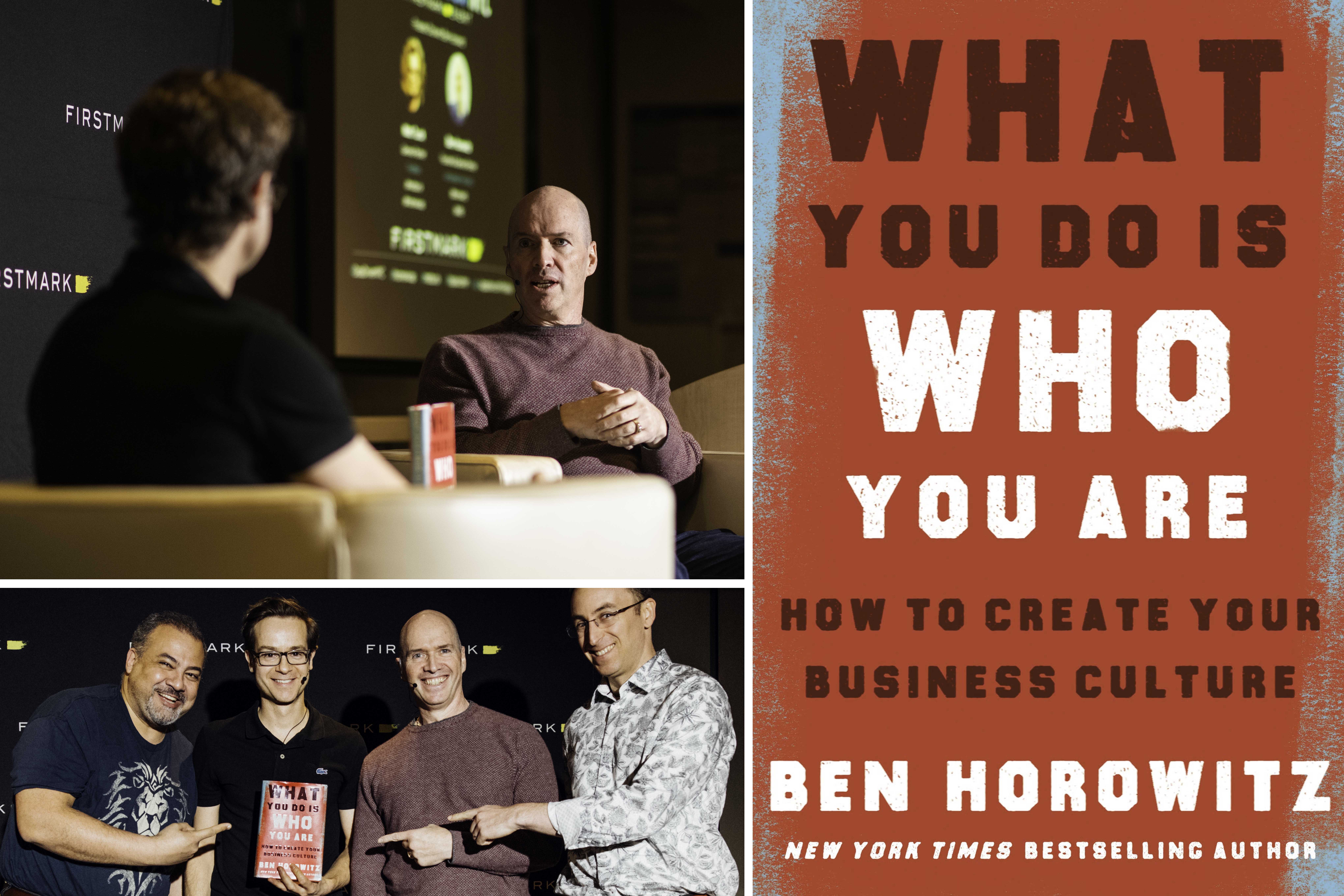 Photo Credit: Jack Cohen.  Bottom left picture:  Amr Awadallah (VP Developer Relations, Google Cloud), Matt Turck (FirstMark), Ben Horowitz (a16z), Michael James ( Founder and Chief Software Architect at Cerebras Systems)